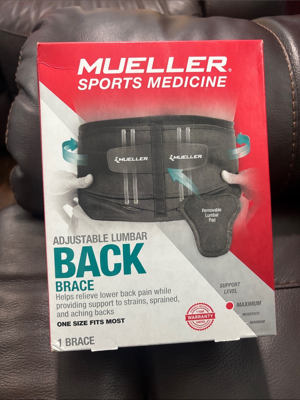Mueller Adjustable Lumbar Back Brace — Black
